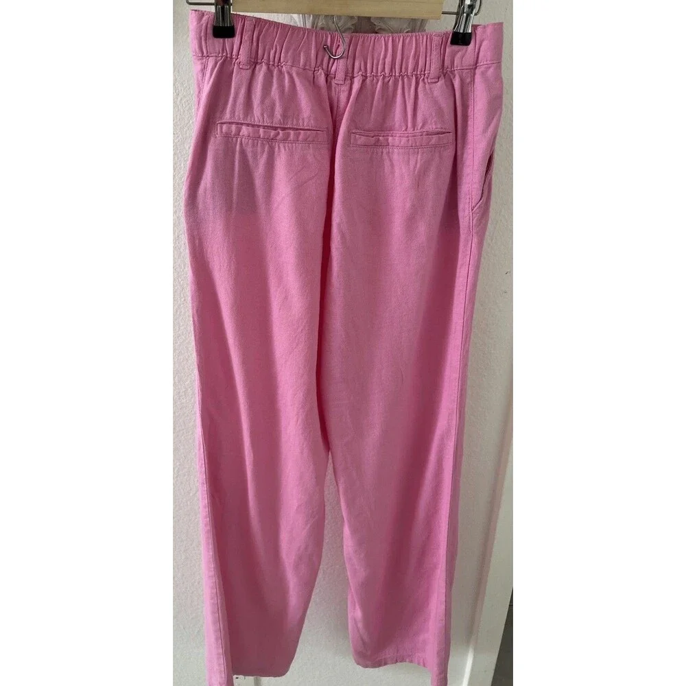 H&M Linen Blend Womens Pants Size Small Pink Wide Leg Summer Cruise Vacation